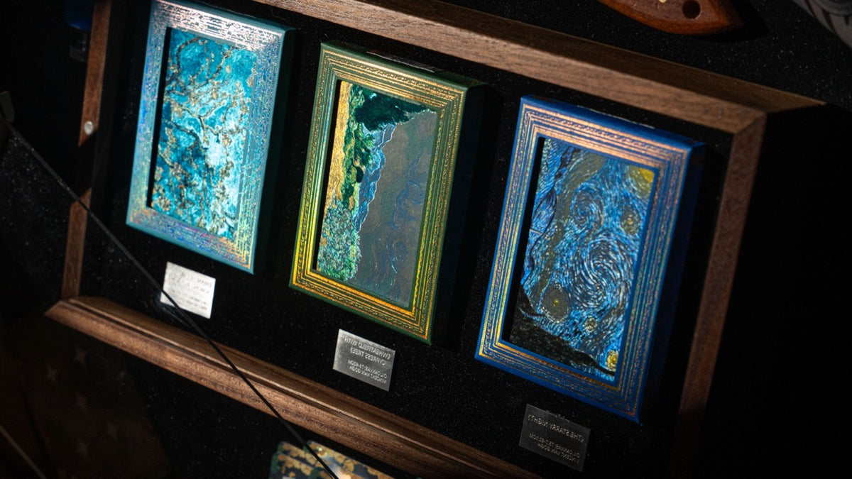 Van Gogh playing cards in a walnut display box